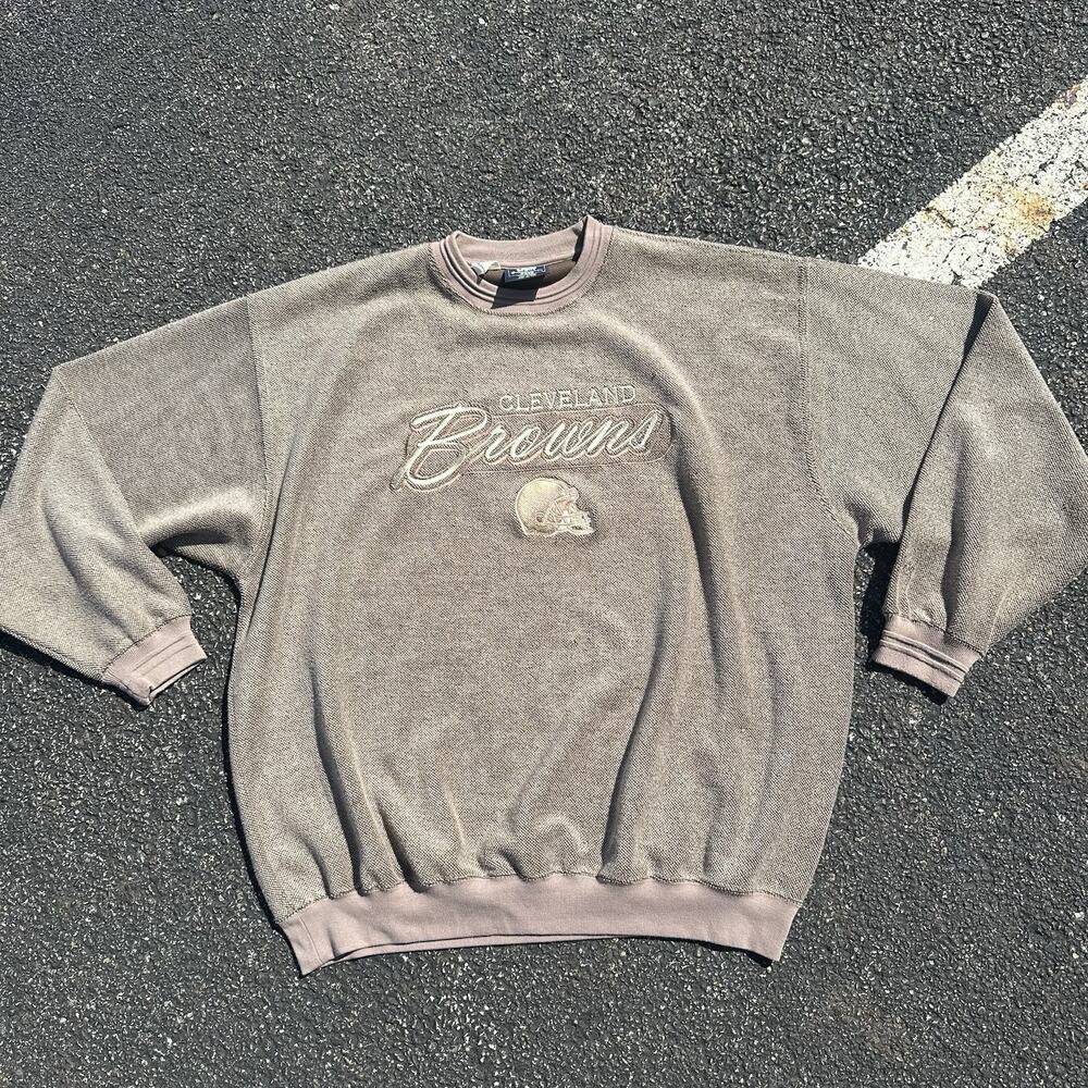 VTG Lee Sport Cleveland Browns NFL Football Embroidered Brown Sweatshirt 2X